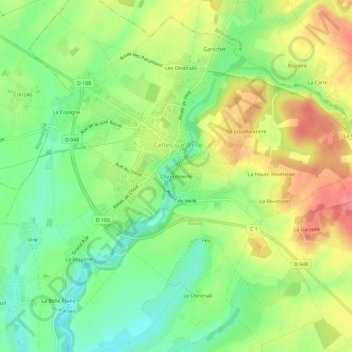 Mappa topografica Chantemerle, altitudine, rilievo