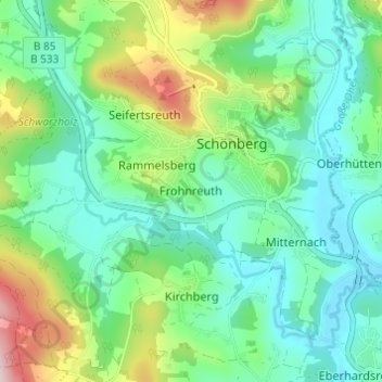 Mappa topografica Frohnreuth, altitudine, rilievo