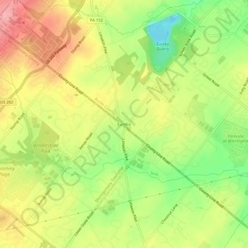 Mappa topografica Eureka, altitudine, rilievo