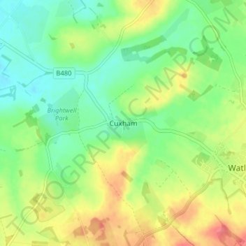 Mappa topografica Cuxham, altitudine, rilievo