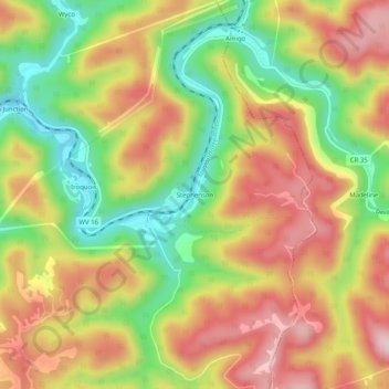 Mappa topografica Stephenson, altitudine, rilievo