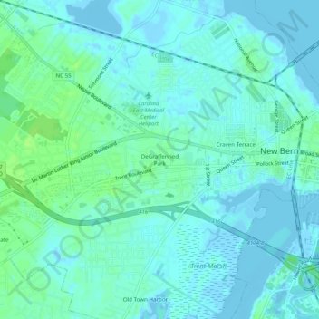 Mappa topografica DeGraffenried Park, altitudine, rilievo
