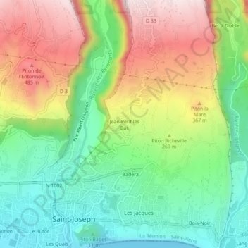 Mappa topografica Jean-Petit les Bas, altitudine, rilievo