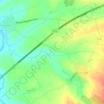 Mappa topografica Bourotte, altitudine, rilievo