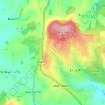 Mappa topografica King's Thorn, altitudine, rilievo
