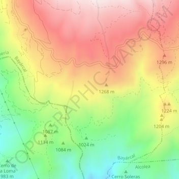 Mappa topografica Iniza Alta, altitudine, rilievo