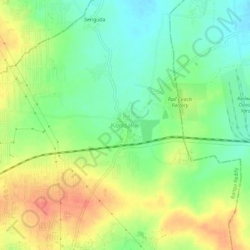 Mappa topografica Kondakal, altitudine, rilievo
