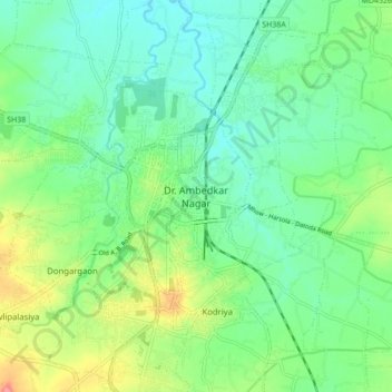 Mappa topografica Dr. Ambedkar Nagar, altitudine, rilievo