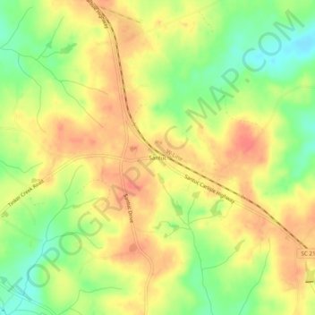 Mappa topografica Santuc, altitudine, rilievo
