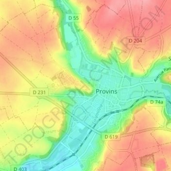 Mappa topografica Ville-haute, altitudine, rilievo