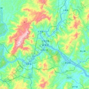 Mappa topografica 南平市, altitudine, rilievo