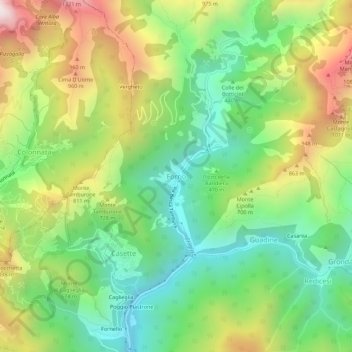 Mappa topografica Forno, altitudine, rilievo