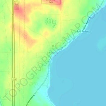 Mappa topografica Giauque Beach, altitudine, rilievo