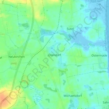 Mappa topografica Ölendorf, altitudine, rilievo