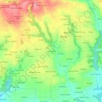Mappa topografica Saint-Joseph, altitudine, rilievo