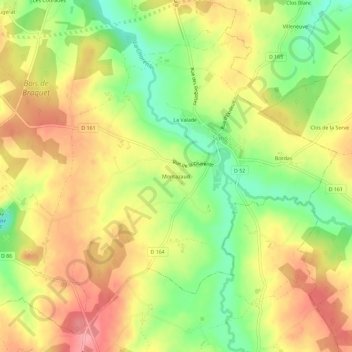 Mappa topografica Montazaud, altitudine, rilievo