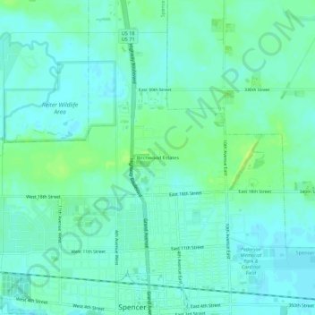 Mappa topografica Birchwood Estates, altitudine, rilievo