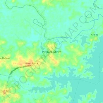 Mappa topografica Pindaré-Mirim, altitudine, rilievo