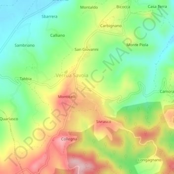 Mappa topografica Ronzo, altitudine, rilievo