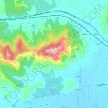 Mappa topografica Giuncarico, altitudine, rilievo