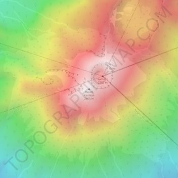 Mappa topografica Mount Kanlaon, altitudine, rilievo