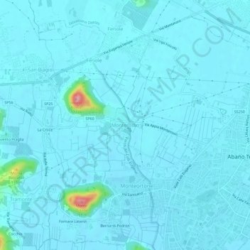 Mappa topografica Monterosso, altitudine, rilievo