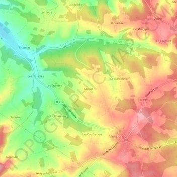 Mappa topografica Lavaud, altitudine, rilievo