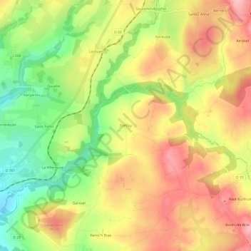Mappa topografica Trefflay, altitudine, rilievo