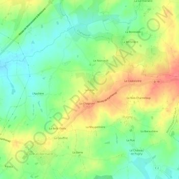 Mappa topografica La Loge, altitudine, rilievo