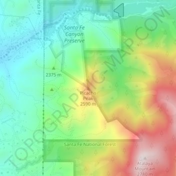 Mappa topografica Picacho Peak, altitudine, rilievo