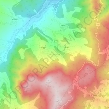 Mappa topografica Vezzolacca, altitudine, rilievo