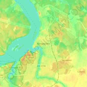 Mappa topografica Konakovo, altitudine, rilievo