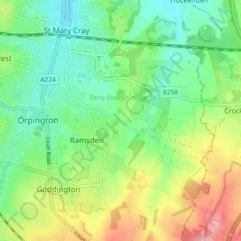 Mappa topografica Cockmannings, altitudine, rilievo