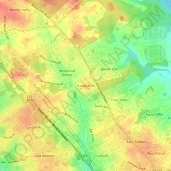 Mappa topografica Mandel Park, altitudine, rilievo
