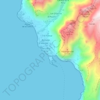 Mappa topografica Lomo de Vueltas, altitudine, rilievo