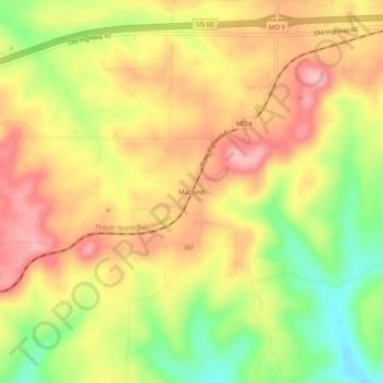 Mappa topografica Macomb, altitudine, rilievo
