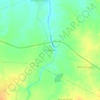 Mappa topografica Peddapur, altitudine, rilievo