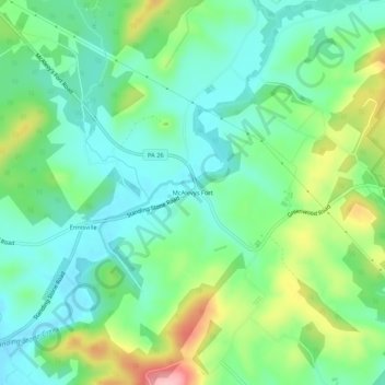 Mappa topografica McAlevys Fort, altitudine, rilievo