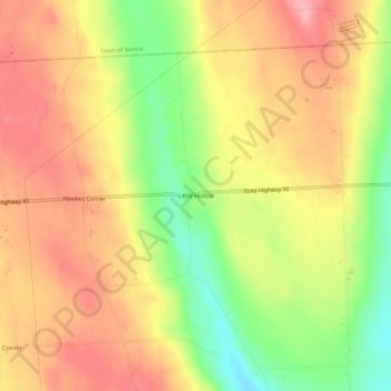 Mappa topografica Little Hollow, altitudine, rilievo