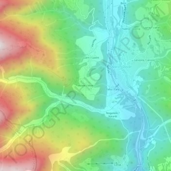 Mappa topografica Mione / Mion, altitudine, rilievo