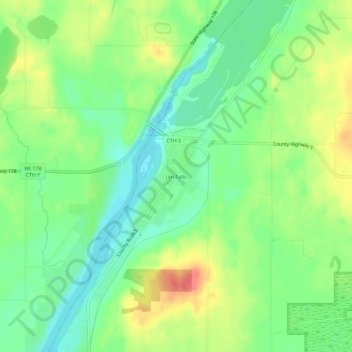 Mappa topografica Jim Falls, altitudine, rilievo