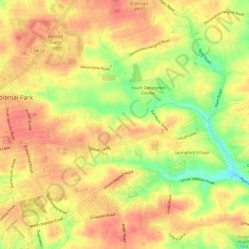 Mappa topografica Locust Lane Gardens, altitudine, rilievo