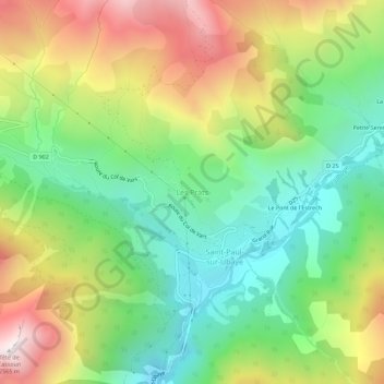 Mappa topografica Les Prats, altitudine, rilievo