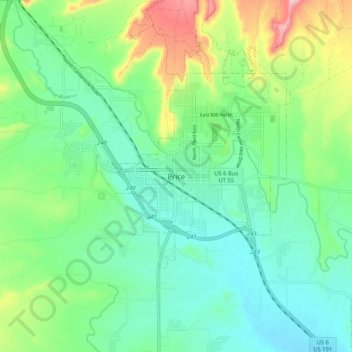 Mappa topografica Price, altitudine, rilievo