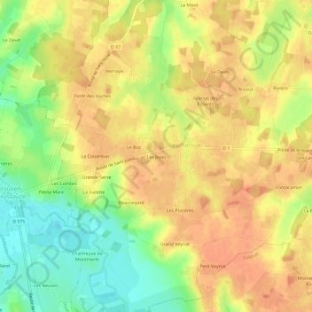 Mappa topografica Les Jayes, altitudine, rilievo