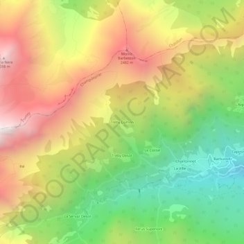 Mappa topografica Tréby Damon, altitudine, rilievo