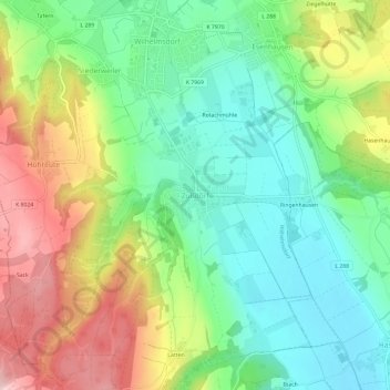 Mappa topografica Zußdorf, altitudine, rilievo