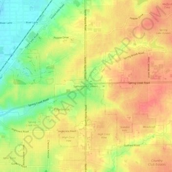 Mappa topografica Samuelson Corners, altitudine, rilievo