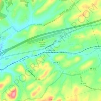 Mappa topografica Groseclose, altitudine, rilievo