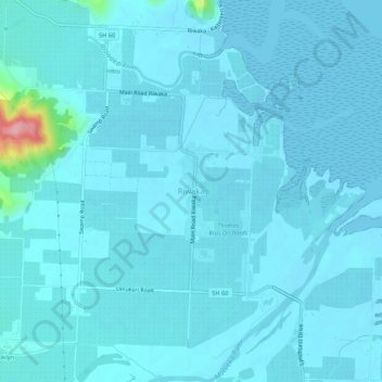 Mappa topografica Riwaka, altitudine, rilievo